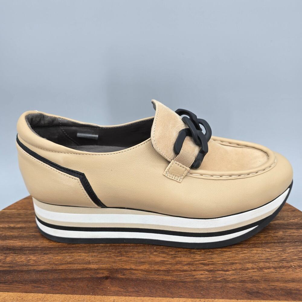 Softwaves Loafers Womens 8 38 Sahara Beige Suede Leather Slip On Platform Shoes